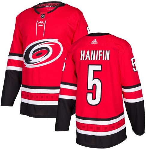 Adidas Men Carolina Hurricanes #5 Noah Hanifin Red Home Authentic Stitched NHL Jersey->carolina hurricanes->NHL Jersey